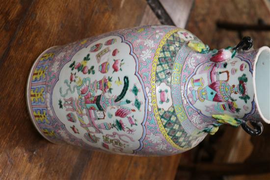 Two 19th century Chinese famille rose vases